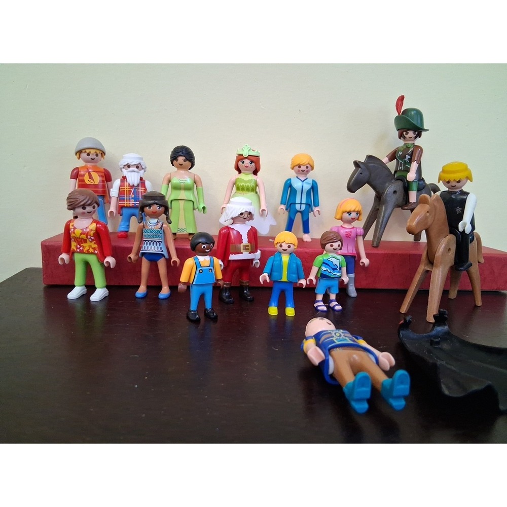 Playmobil mixed Lot Of 16 + Figures And Horses 70s Through Present